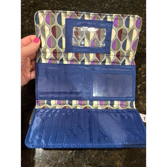 Vera Bradley Set of 2 Wallets Electric Blue Trifold + Black Zip ID Key - Picture 6 of 13